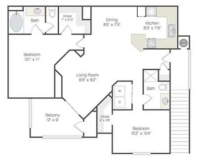 Ritiro Apartments San Marcello - 2 Bedroom floor plan diagram